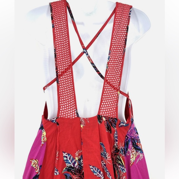 FREE PEOPLE Thought I was dreaming criss cross mini floral dress large - Picture 9 of 13